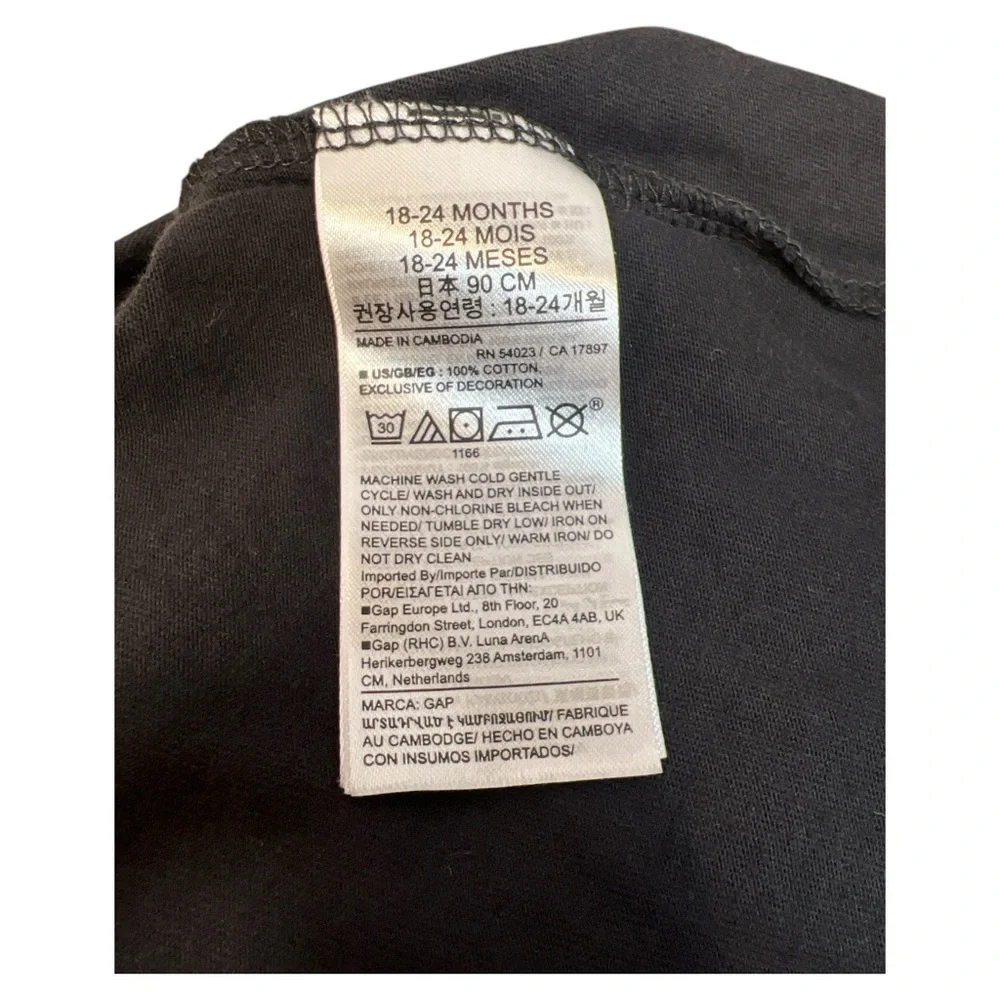 Baby GAP Girl Organic Cotton Footless Romper One-Piece Snap‎ Black, Size 18-24M
